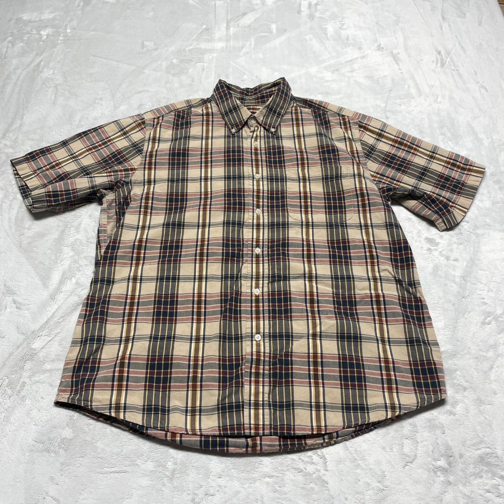 Covington Plaid Button Down Shirt Mens XL Multicolor Short Sleeve Cotton Casual